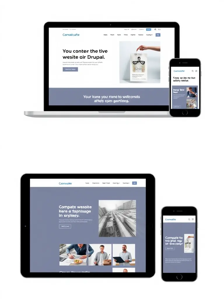 A clean and modern design of a corporate website built with Drupal, emphasizing its responsive layout and focus on user experience.